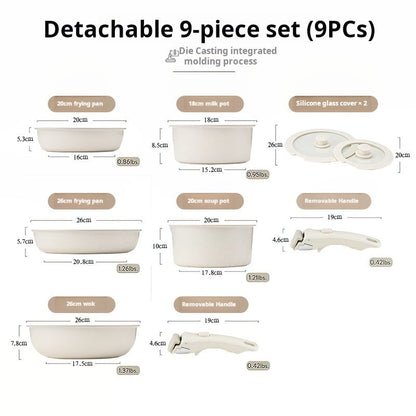 ⏳Oferta por tiempo limitado⏰Juego de utensilios de cocina antiadherentes con mango desmontable - Apto para horno